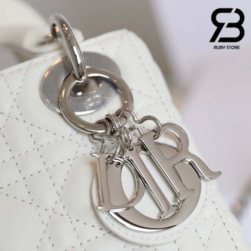Túi Mini Lady Dior Bag Màu Trắng Latte Lambskin SHW 17CM Best Quality
