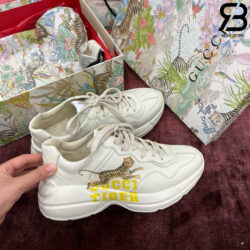 Giày Gucci Rhyton Tiger Yellow Màu Kem Hình Hổ Vàng