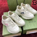 Giày Gucci Rhyton Trainer White Ivory Pink Trắng Hồng