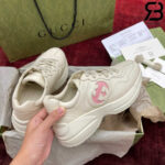Giày Gucci Rhyton Trainer White Ivory Pink Trắng Hồng