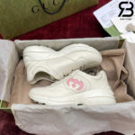 Giày Gucci Rhyton Trainer White Ivory Pink Trắng Hồng