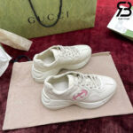 Giày Gucci Rhyton Trainer White Ivory Pink Trắng Hồng
