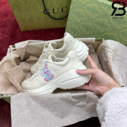 Giày Gucci Rhyton White Pink Trắng Hồng Hình Thỏ