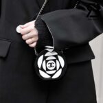 Túi Chanel 23K Runway White Black Plexi Camellia CC Minaudiere Round Bag Best Quality