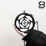 Túi Chanel 23K Runway White Black Plexi Camellia CC Minaudiere Round Bag Best Quality