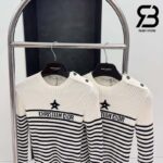 Áo Dioriviera Sweater Ecru And Navy Blue Cotton Knit With Signature Best Quality