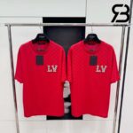Áo Thun LV Cotton Pique T-Shirt With Embroidered LV Patch Đỏ Best Quality