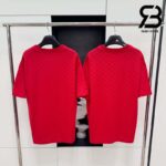 Áo Thun LV Cotton Pique T-Shirt With Embroidered LV Patch Đỏ Best Quality