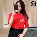 Áo Thun LV Cotton Pique T-Shirt With Embroidered LV Patch Đỏ Best Quality
