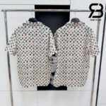 Áo LV Monogram Craggy Printed Short-Sleeved Silk Shirt Best Quality