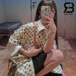 Áo LV Monogram Craggy Printed Short-Sleeved Silk Shirt Best Quality