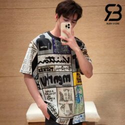 Áo Thun LV Printed Cotton T-Shirt Fanzine Best Quality