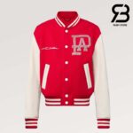 Áo LV Runway Mix Leather Varsity Blouson Màu Đỏ Best Quality