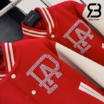Áo LV Runway Mix Leather Varsity Blouson Màu Đỏ Best Quality