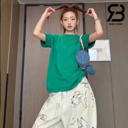 Áo Thun LV 24SS Short-Sleeved Signature Crewneck Màu Xanh Lá Best Quality