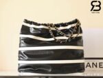 Túi Chanel 22 Small Shopping Handbag Đen & Trắng Da Bê Bóng 34CM Best Quality