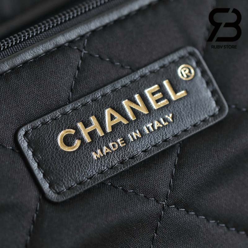 Túi Chanel 22 Small Shopping Handbag Đen & Trắng Da Bê Bóng 34CM Best Quality