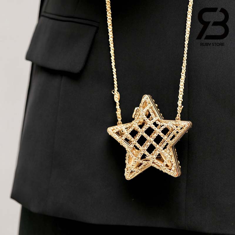 Túi Chanel 23S Runway Metal Gold Cage Star Minaudiere Mini Shoulder Clutch Bag Best Quality