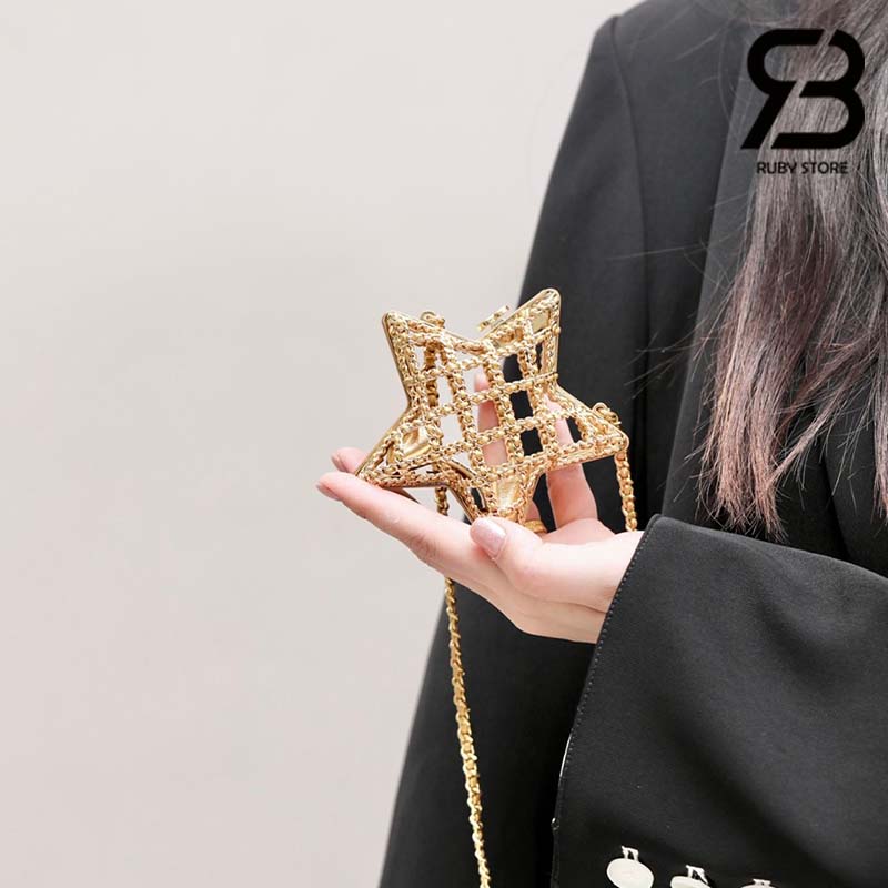 Túi Chanel 23S Runway Metal Gold Cage Star Minaudiere Mini Shoulder Clutch Bag Best Quality