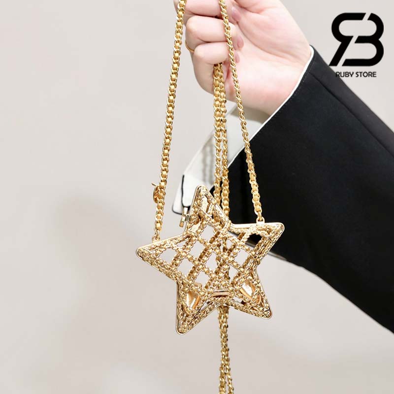 Túi Chanel 23S Runway Metal Gold Cage Star Minaudiere Mini Shoulder Clutch Bag Best Quality
