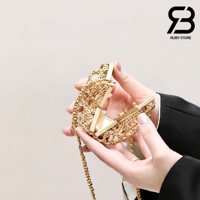 Túi Chanel 23S Runway Metal Gold Cage Star Minaudiere Mini Shoulder Clutch Bag Best Quality