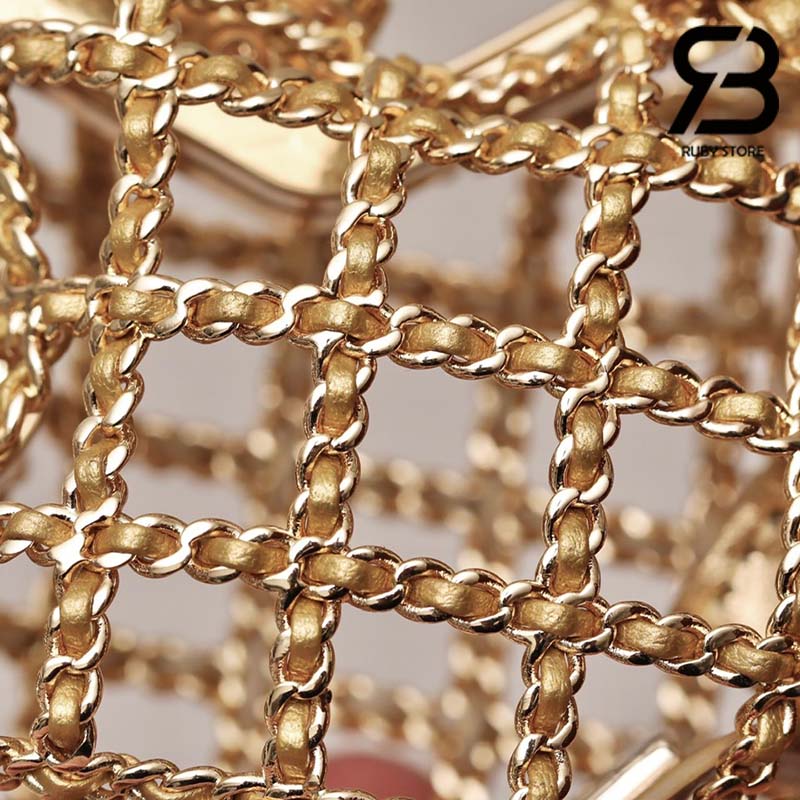 Túi Chanel 23S Runway Metal Gold Cage Star Minaudiere Mini Shoulder Clutch Bag Best Quality