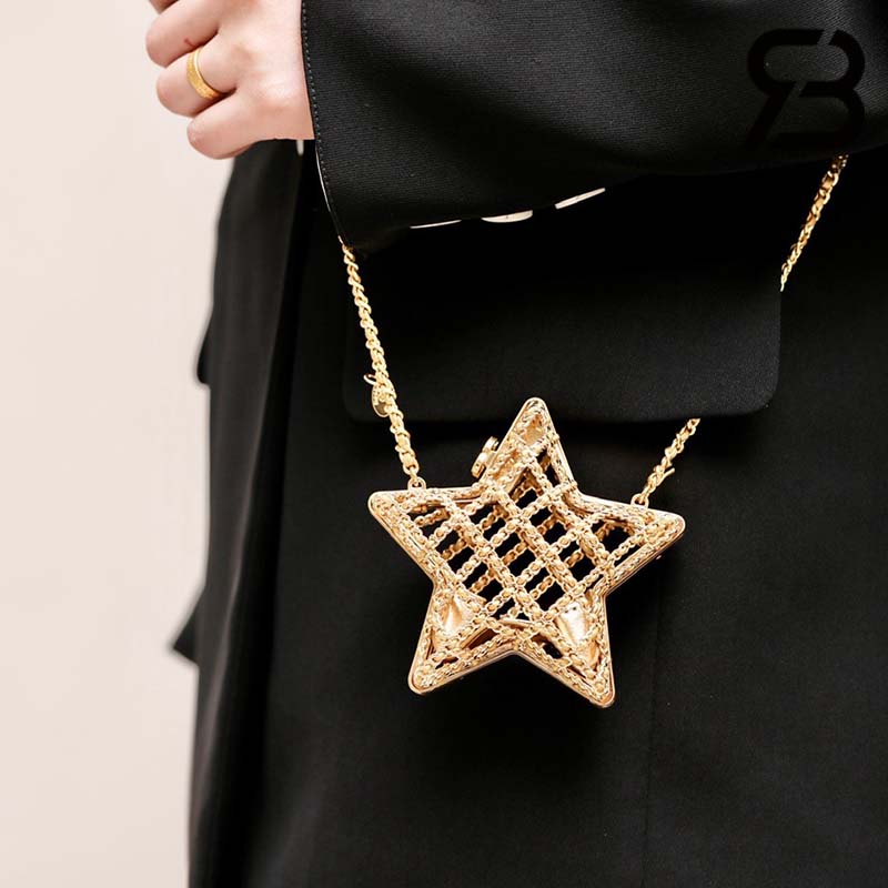Túi Chanel 23S Runway Metal Gold Cage Star Minaudiere Mini Shoulder Clutch Bag Best Quality