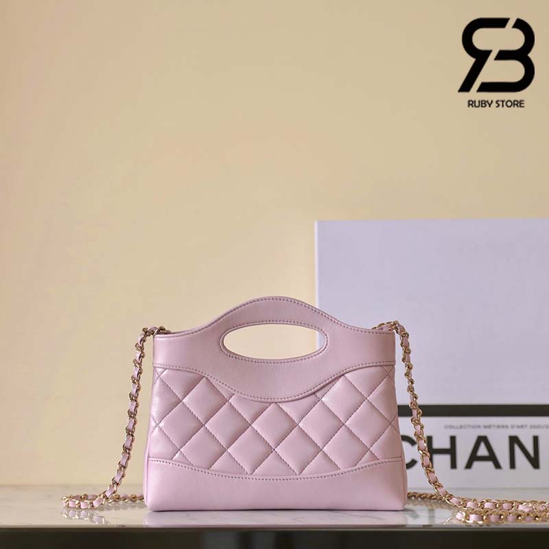 Túi Chanel 24C Mini Nano 31 Bag Màu Hồng Da Lambskin GHW 20CM Best Quality