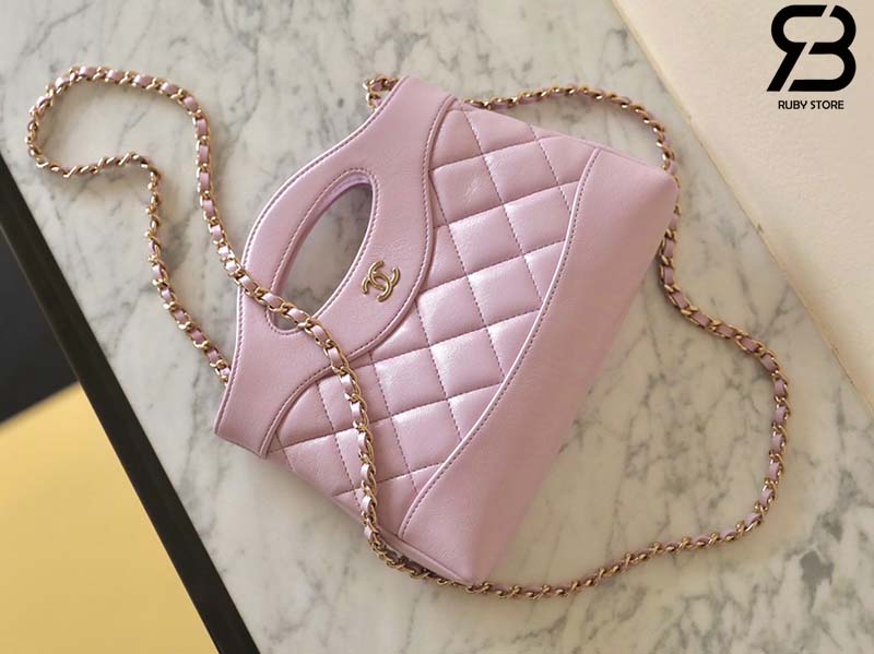Túi Chanel 24C Mini Nano 31 Bag Màu Hồng Da Lambskin GHW 20CM Best Quality