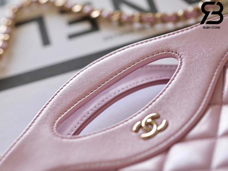 Túi Chanel 24C Mini Nano 31 Bag Màu Hồng Da Lambskin GHW 20CM Best Quality
