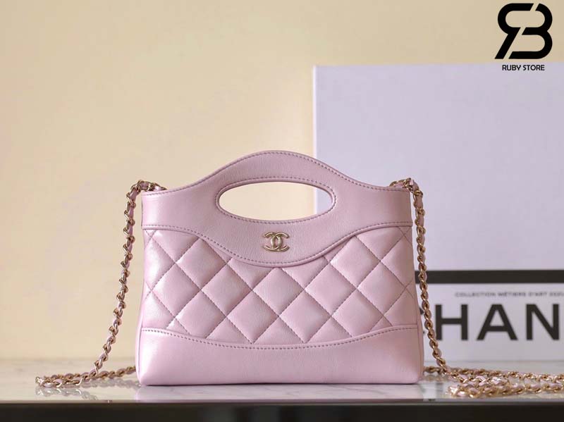 Túi Chanel 24C Mini Nano 31 Bag Màu Hồng Da Lambskin GHW 20CM Best Quality