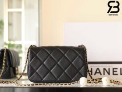 Túi Chanel 24S Small Flap Bag Màu Đen Lambskin GHW 20CM Best Quality