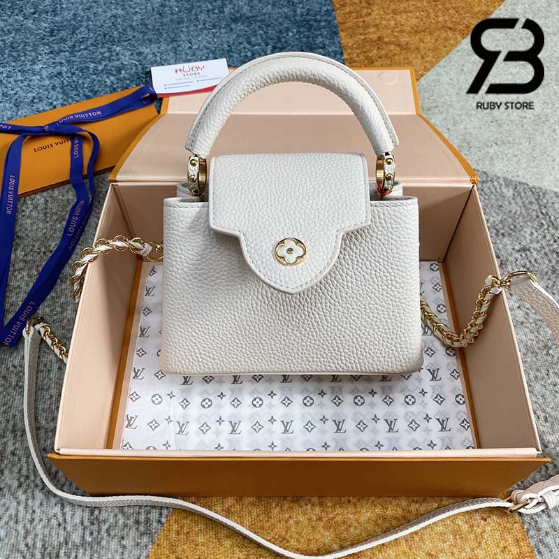 Túi LV Capucines Mini Milky Way Màu Trắng Quartz 21CM Best Quality