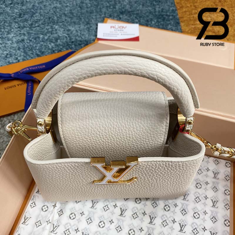 Túi LV Capucines Mini Milky Way Màu Trắng Quartz 21CM Best Quality