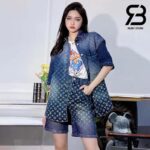 Áo Khoác LV Rainbow Monogram Short-Sleeved Denim Shirt Blue Indigo Best Quality
