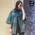 Áo Khoác LV Rainbow Monogram Short-Sleeved Denim Shirt Blue Indigo Best Quality