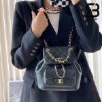 Ba Lô Chanel 23C Small Duma Backpack Màu Đen Calfskin GHW 18CM Best Quality