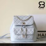 Ba Lô Chanel 24P Medium Duma Backpack Màu Xanh Nhạt Calfskin GHW 24CM Best Quality