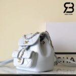 Ba Lô Chanel 24P Medium Duma Backpack Màu Xanh Nhạt Calfskin GHW 24CM Best Quality