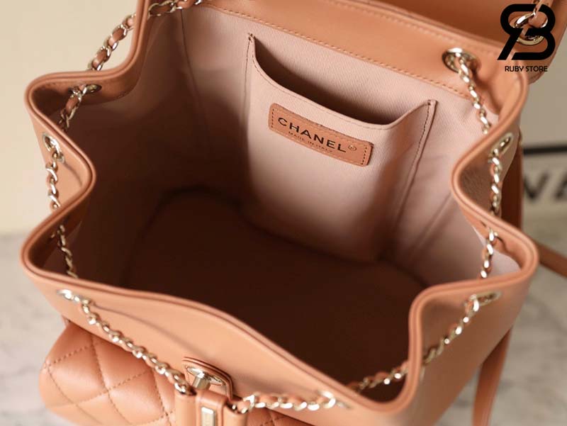 Ba Lô Chanel 24P Medium Duma Backpack Màu Nâu Camel Calfskin GHW 24CM Best Quality