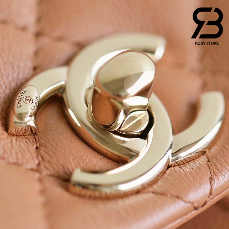 Ba Lô Chanel 24P Medium Duma Backpack Màu Nâu Camel Calfskin GHW 24CM Best Quality
