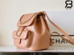 Ba Lô Chanel 24P Medium Duma Backpack Màu Nâu Camel Calfskin GHW 24CM Best Quality