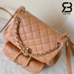 Ba Lô Chanel 24P Medium Duma Backpack Màu Nâu Camel Calfskin GHW 24CM Best Quality