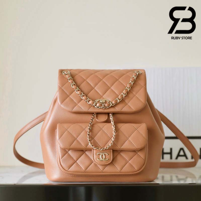balo-chanel-24p-medium-duma-backpack-camel-brown-calfskin-ghw-best-quality Ba Lô Chanel 24P Medium Duma Backpack Màu Nâu Camel Calfskin GHW 24CM Best Quality