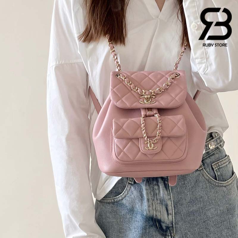 Ba Lô Chanel 24P Small Duma Backpack Màu Hồng Nhạt Calfskin GHW 18CM Best Quality