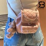 Ba Lô Chanel 24P Small Duma Backpack Màu Hồng Nhạt Calfskin GHW 18CM Best Quality