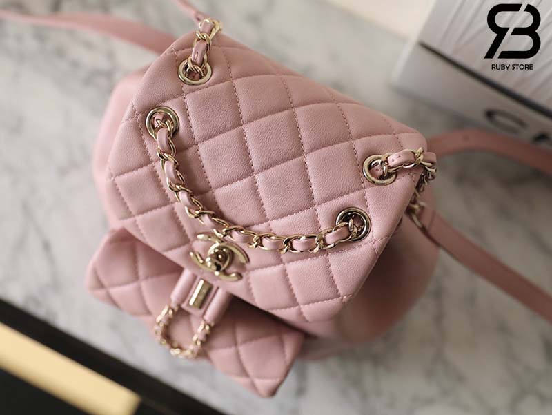 Ba Lô Chanel 24P Small Duma Backpack Màu Hồng Nhạt Calfskin GHW 18CM Best Quality