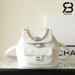 Ba Lô Chanel 24P Small Duma Backpack Màu Trắng Calfskin GHW 18CM Best Quality