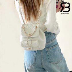 Ba Lô Chanel 24P Small Duma Backpack Màu Trắng Calfskin GHW 18CM Best Quality