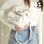 Ba Lô Chanel 24P Small Duma Backpack Màu Trắng Calfskin GHW 18CM Best Quality